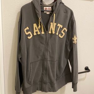 NFL Saints zip up hoodie Grey with stitched gold lettering (Men’s size XXL)
